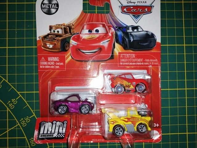 1 Lot 3 mini voitures cars racer Disney Pixar Mattel en metal neuf en coffret