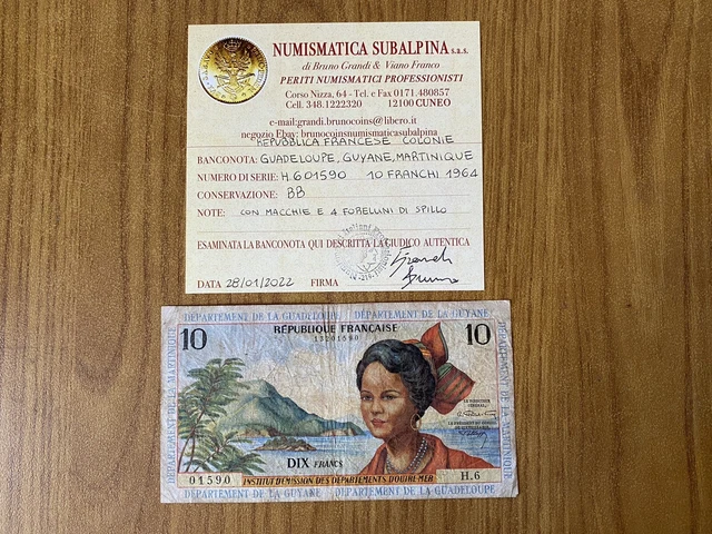 Republic French Colonies Guadeloupe Guyane Martinique 10 Francs 1964 BB