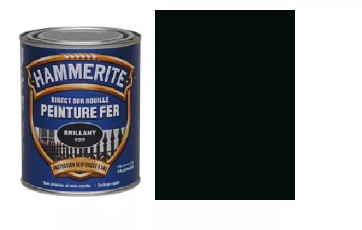 PEINTURE FER HAMMERITE ANTIROUILLE NOIR SATINE direct sur rouille 0.25L