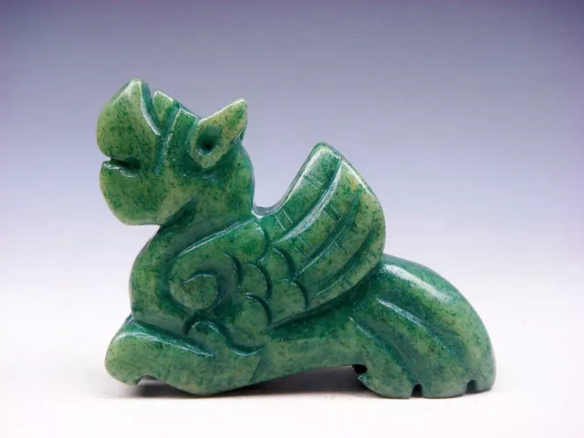 Old Nephrite Jade Stone Carved Sculpture Ancient Dragon Seated #12062302