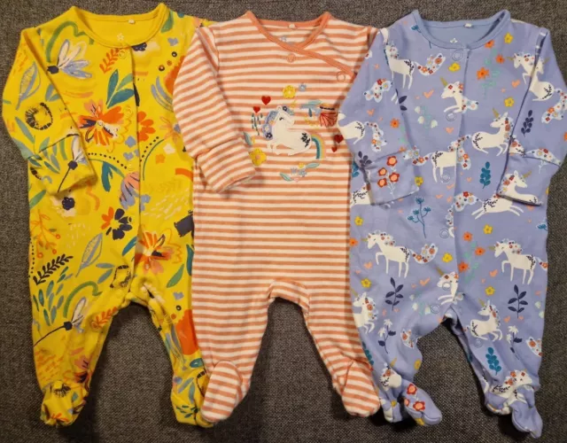 BNWOT Next Baby girls Sleepsuit bundle Newborn 10lb unicorn heart Babygrow (A33)