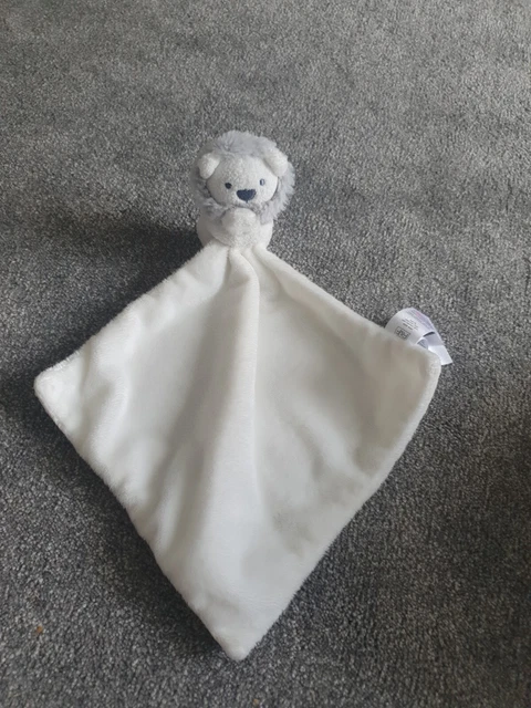 F&F White & Grey Lion Comforter Baby Blankie Tesco Blanket Soother Doudou Plush