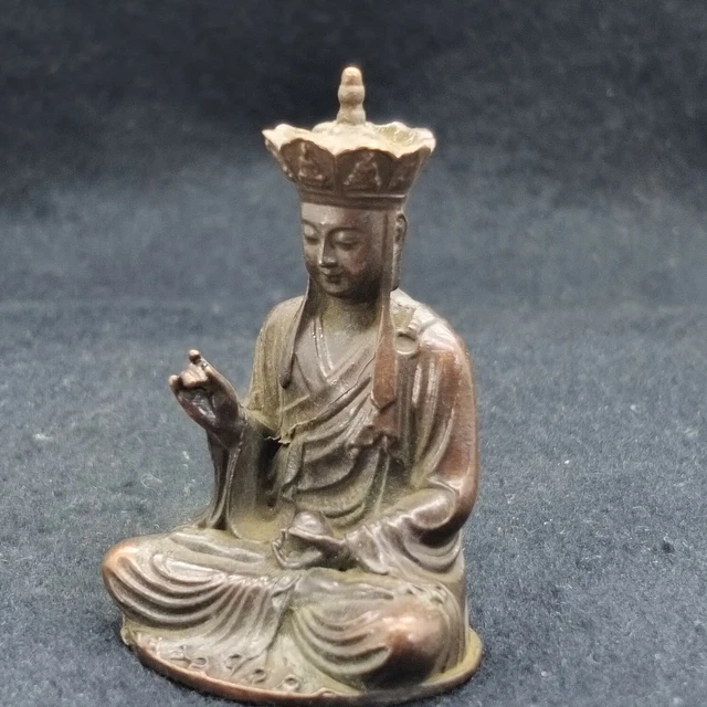 Chinese Antique Bronze Earth Store Bodhisattva Statue Ornament