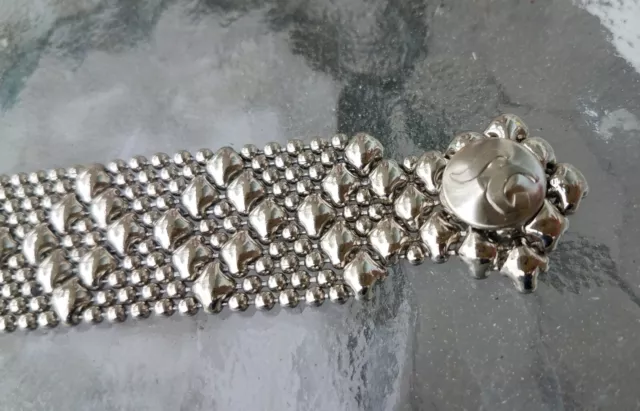 Sergio Gutierrez SG Liquid Metal 1" Wide Mesh Lace Snap Cuff Bracelet 7 1/2" Sergio Gutierrez SG Liquid Metal 1" Wide Mesh Lace Snap Cuff Bracelet 7 1/2"