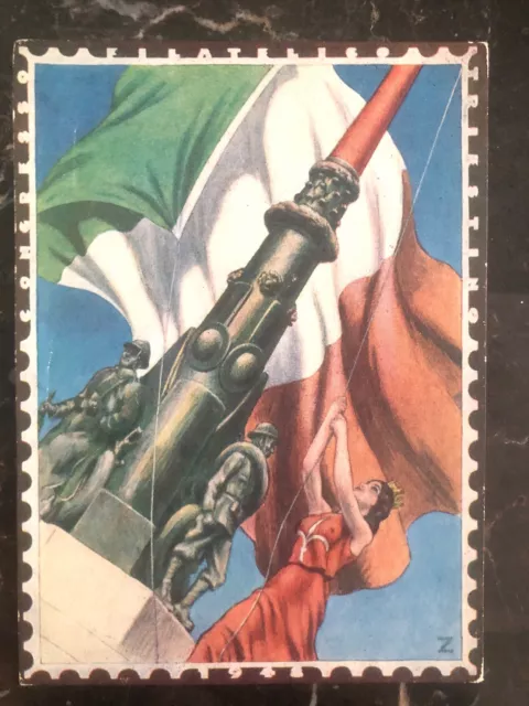 1948 Trieste Italy AMG FTT Patriotic Postcard Cover Philatelic Congress