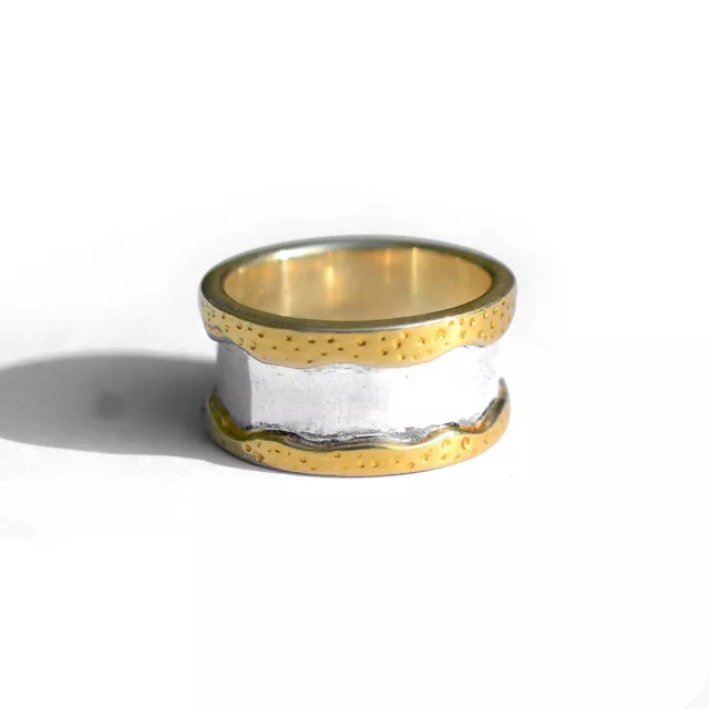 Précieux Métal Femme Main Texture Anneau Bague En 925 Argent Plaqué or Jaune