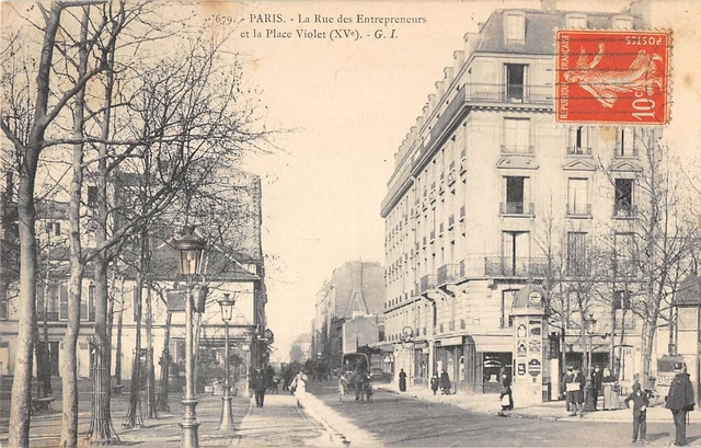 CPA 75 PARIS 15e LA RUE DES ENTREPRENEURS ET LA PLACE VIOLET