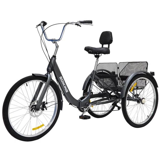 Tricycle 24-Inch Wheels  7-Speed Adult Foldable  Cruiser Bike Carrying Basket
