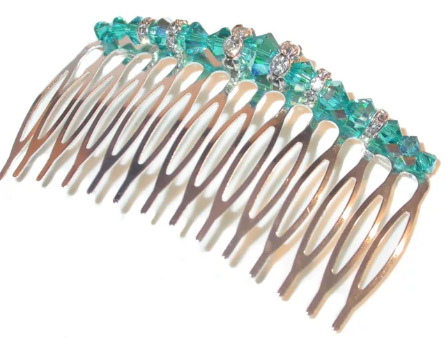 BLUE ZIRCON TEAL Crystal Hair Comb Swarovski Crystal Elements