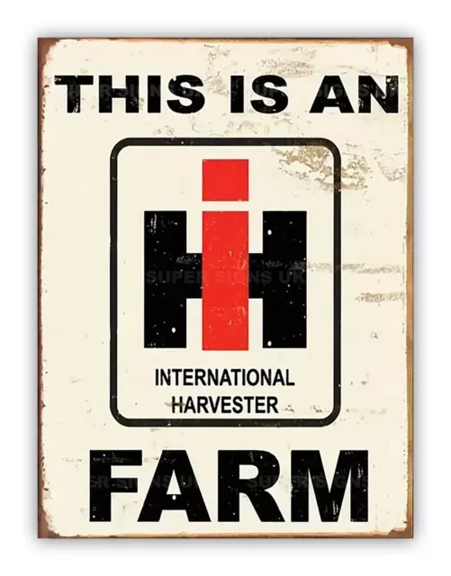 International Harvester Style Logo Metal Farm Sign Mancave Shed Workshop Garage