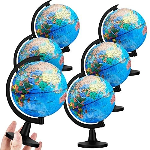 6 piezas World Globe for Kids Learning, 4,6 pulgadas decorativo escritorio aula