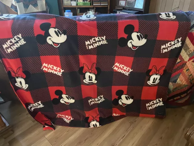 Mickey Mouse/ Minnie Mouse Fleece Blanket -  56”x 51”.  Single Layer