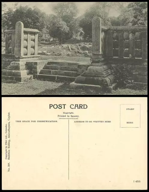 Ceylon Old Postcard Buddhist Railing Anuradhapura Ruins, Steps, Sri Lanka Ceylan