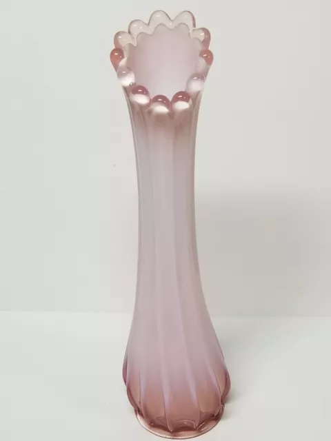 Vintage Fostoria Heirloom Pink Opalescent Glass Swung Vase 12 Finger ~ 11"