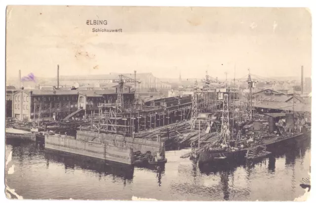 AK Elbing (Elbląg) - Schichauwerft, gel. 1914