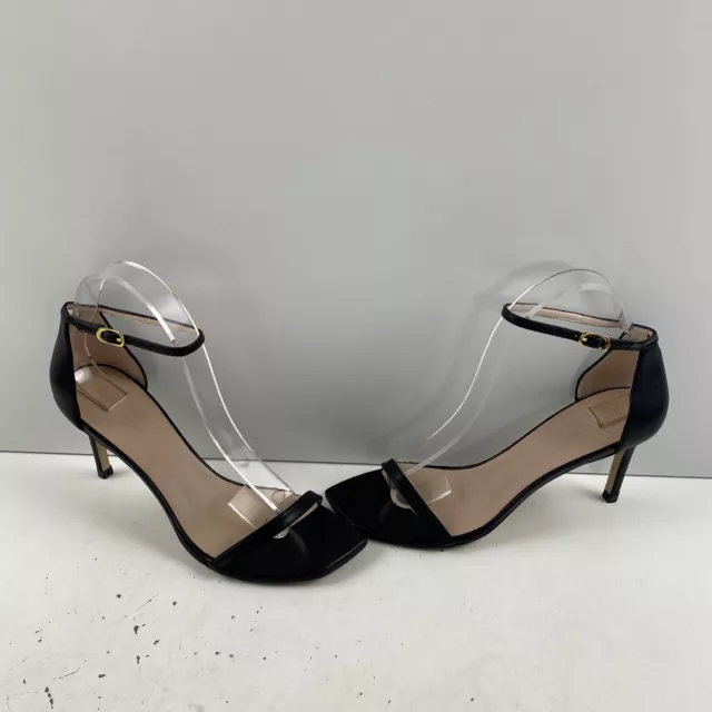 Stuart Weitzman Black Leather Open Toe Ankle Strap High Heel Sandals Women’s 8
