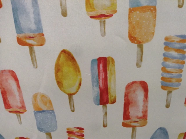 Ice Lollies  Blue/Orange  Cotton 140cm wide Curtain/Craft Fabric