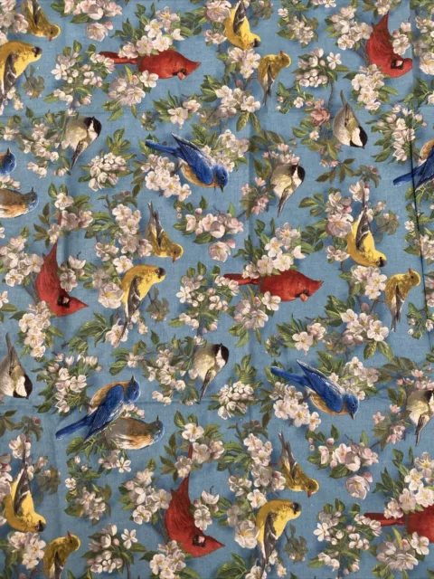 Hautman Courtesy Fabric Upholstry Tapestry Birds Cardinal BlueJay White Flowers