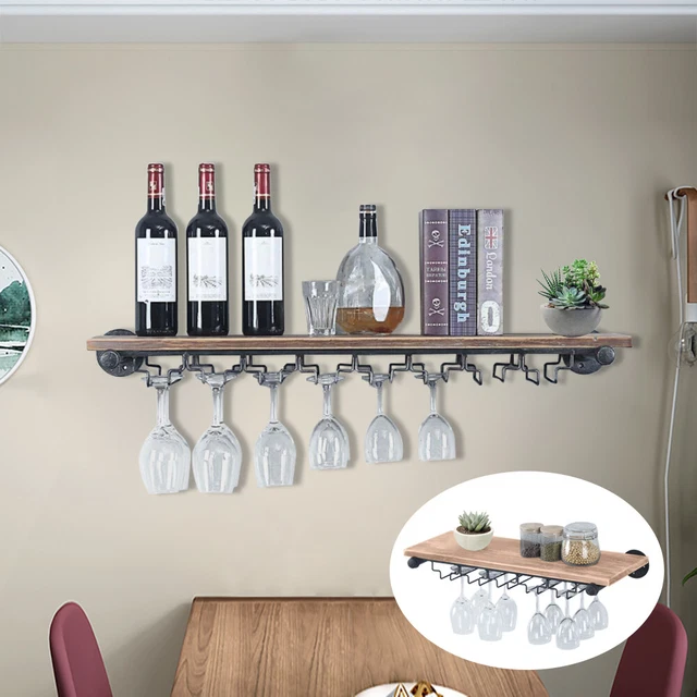 WALL MOUNT RACK Kitchen Bar Wine Glass Holder Hanging Rack