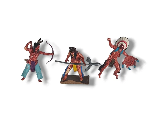 Lot of 3 Britains Ltd Deetail 1970's Native American Indian Toy Figure