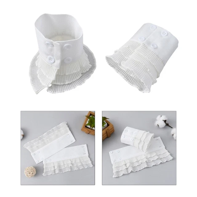 Girls White Color Wrist Cuffs Decorative Sleeve Layered False Cuffs Skirt Decors