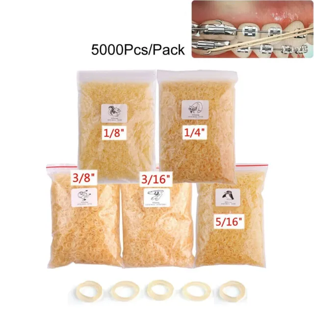 5000 Pcs/Bag Dental Orthodontic Rubber Bands Elastics Latex Braces 3.5/4.5/6.5Oz