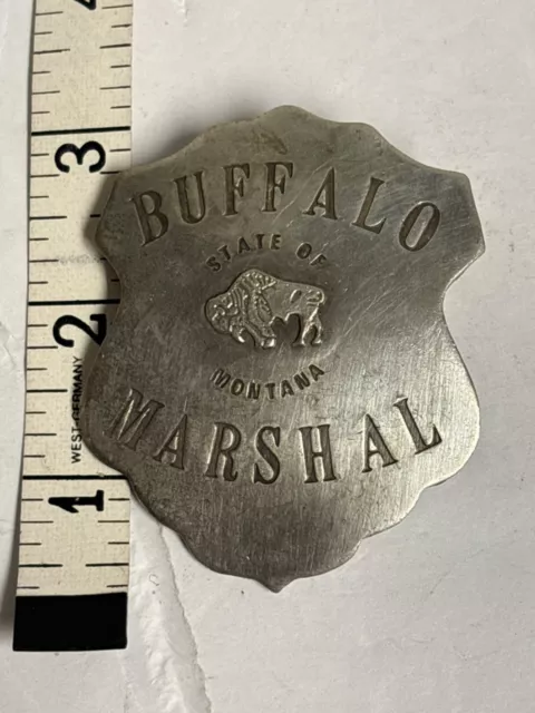 Buffalo MARSHALL State of Montana Shield Badge Pin Old West 3" Novelty Badge