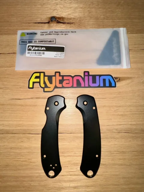 Flytanium Skinny Titanium Scales for Spyderco Paramilitary 3 Knife (Black)