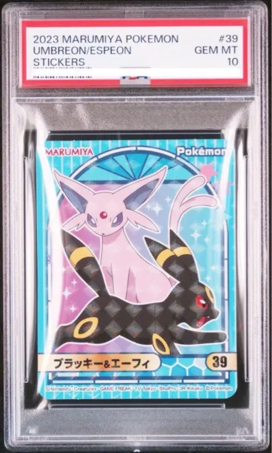 Pegatina limitada de Pokémon Marumiya Espeon Umbreon PSA10 Prizm 2023 japonesa #338