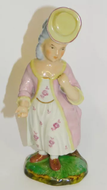 Dekorative Porzellanfigur Höchst Mädchen Dame mit Hut I. Wahl 12cm