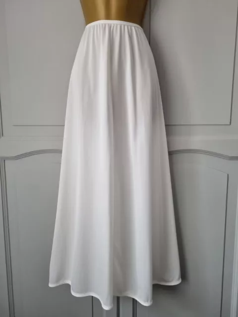 Vintage Donna St Michael Bianco Seta Raso Nylon/Poliammide Mezza Slip Media (Lunga)