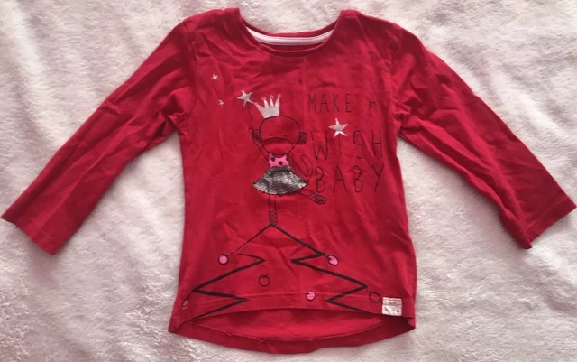 Splendido top natalizio per bambine River Island stampato rosso 12-18 mesi
