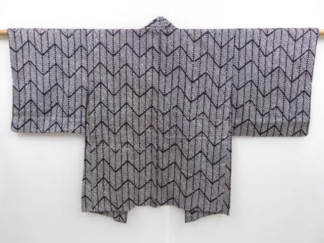 3217T06z570 Vintage Japanese Kimono Silk SHIBORI HAORI  Dark purple