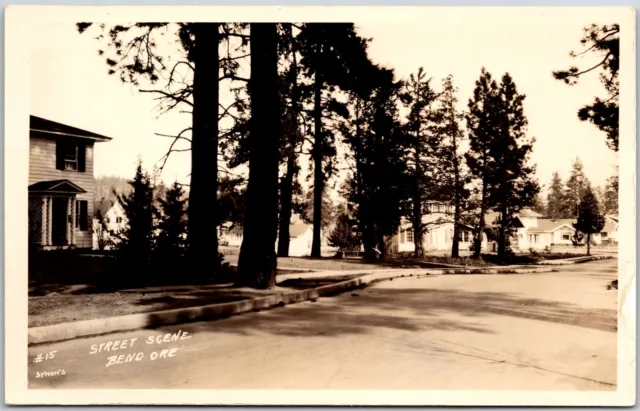 Street Scene Beno Oregon OR Trees and Houses Real Photo RPPC Postcard