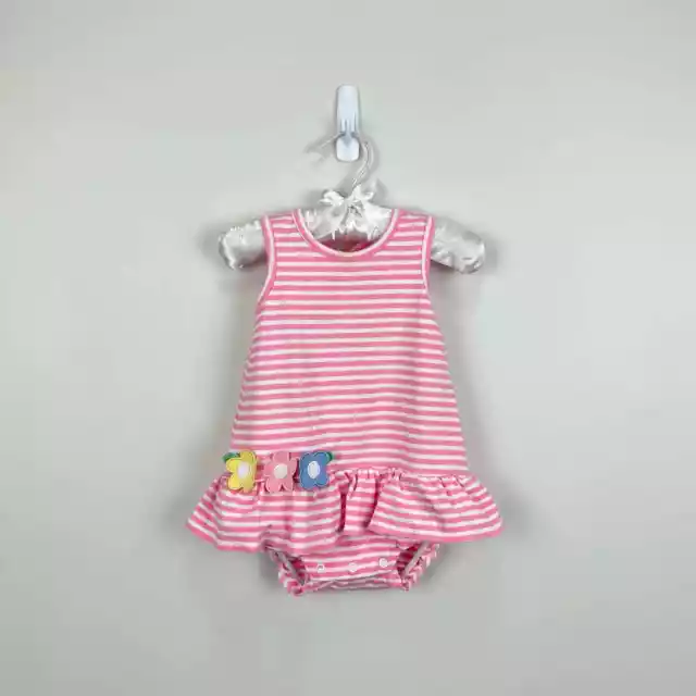 Florence Eiseman Pink Stripe Skirted Romper Baby Girl 9 Months