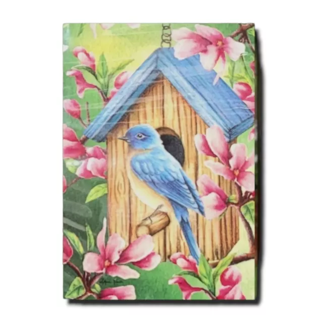 Garden Flag Summer Birdhouse Bluebird Floral Country Rustic Rain or Shine 18 In