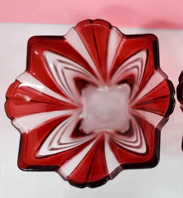 Fifth Avenue Ruby Red Crystal Bowl SOGA Japan Cut to Clear Square Serving