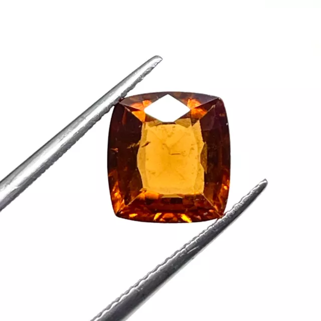 3.96 Cts Certified Natural Hessonite Garnet Cushion Cut Loose Untreated Gemstone