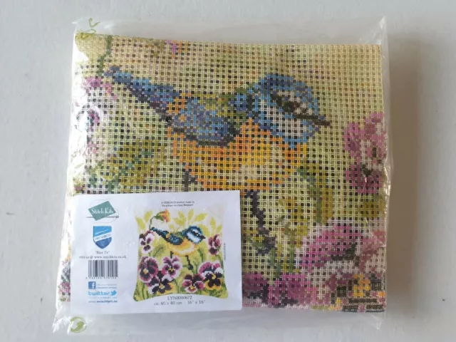 Vervaco Blue Tit Chunky Cross Stitch Cushion Front Kit 40 X 40 cm