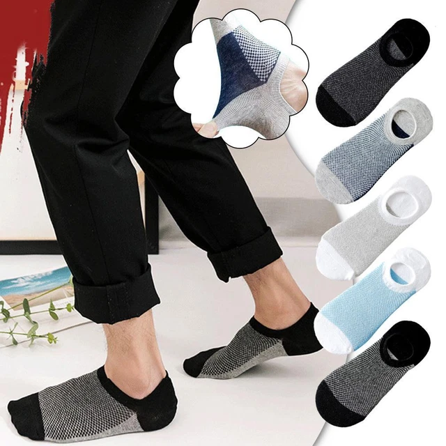 Mens No Show Trainer Socks Non Slip Sport Ankle Cotton Low Cut Sneaker Hot W0