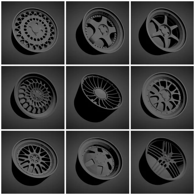 1:18 Scale Custom 3D Printed Wheels more than 450 different models available