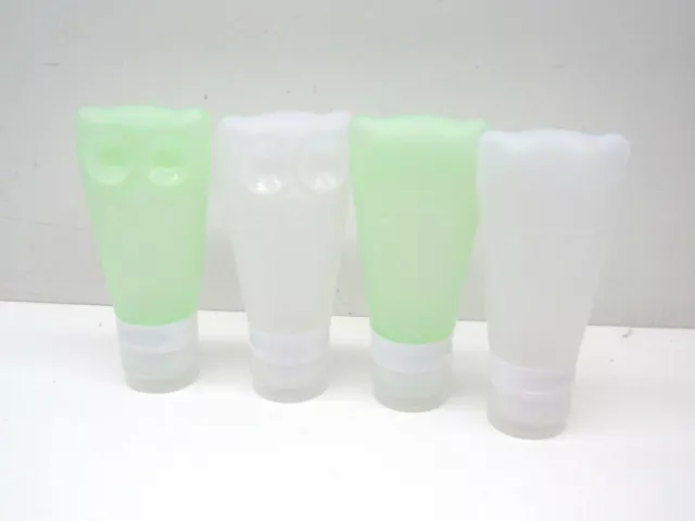 (4-Pack) Squeezable Refillable Silicone 2.8oz 83mL Travel Bottles, Suction Cups