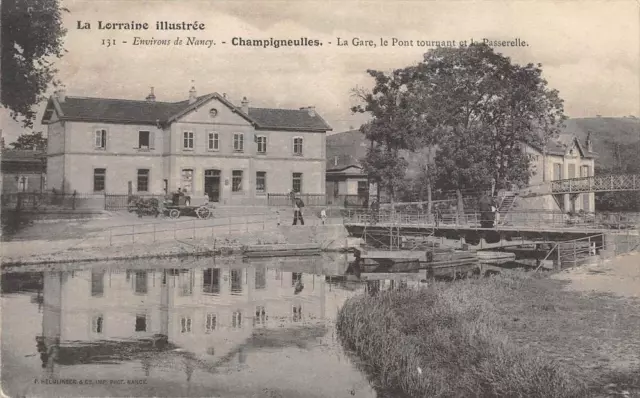 CPA 54 CHAMPIGNEULLES LA GARE LE PONT TOURNANT ET PASSERELLE (dos non divisé) cp