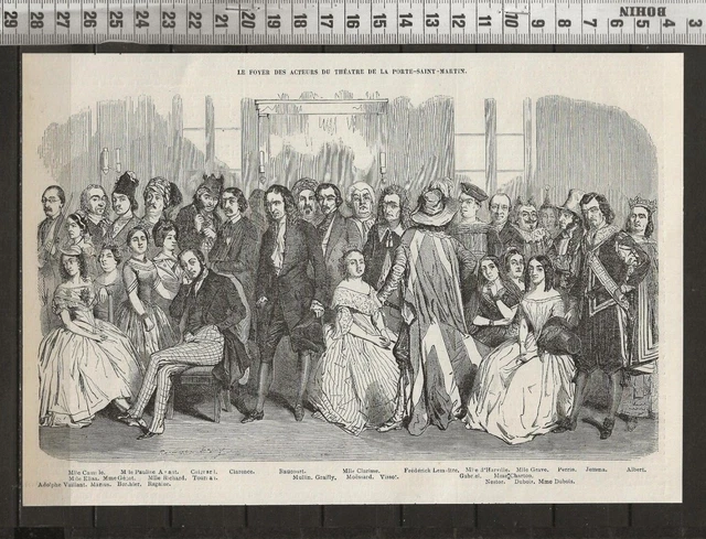 G374 / Gravure 1888 /  Foyer Des Acteurs Du Theatre De La Porte Saint-Martin