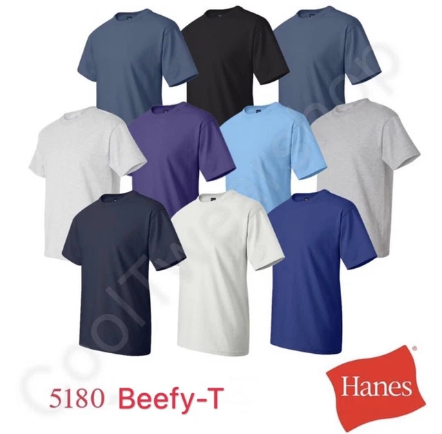 Hanes Beefy-T Cotton Plain Crew Neck Short Sleeves Adult T-Shirt 5180 S~2XL