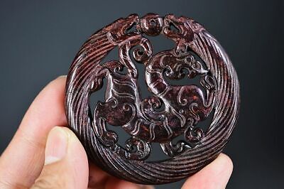 Exquisite Chinese Old Jade Hand Carved *Dragon* Pendant Z24