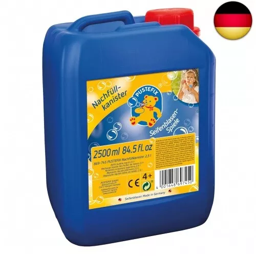 Pustefix Nachfüllkanister I 2,5 l Seifenblasenflüssigkeit I Bunte Bubbles Made i