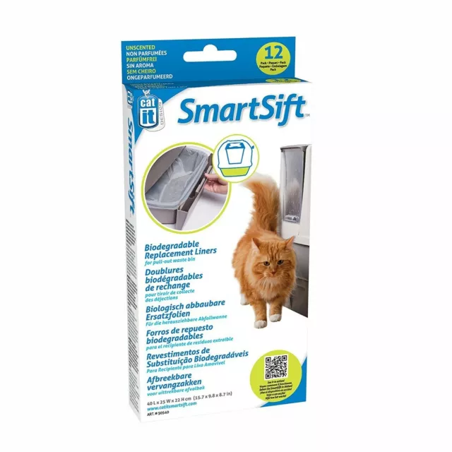 12 Sacs Biodégradable pour Tiroir bac litière chat Smartsift Cat it Neuf