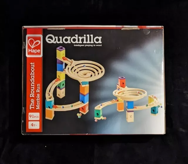 Hape Quadrilla The Roundabout Wooden Marble Run 91 Pcs NEW