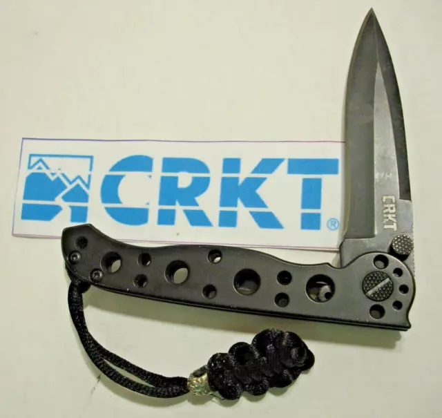 CRKT Carson M16-01KS Black Spear Point Frame Lock Tactical Flipper with Lanyard